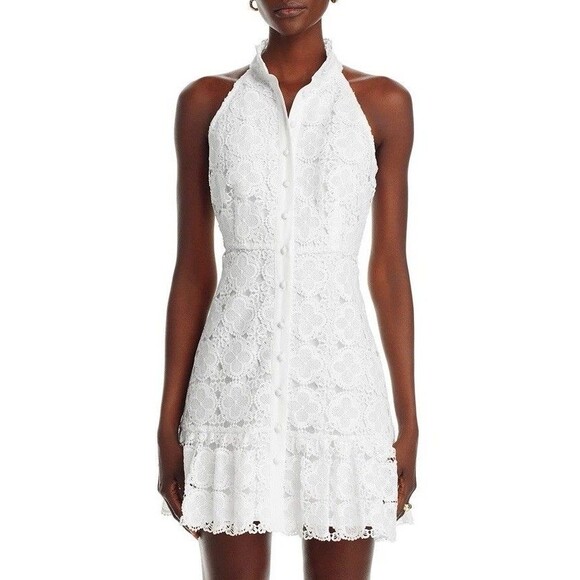 Aqua Women's Lace Mini Shirt Dress White Size S NWT - Picture 2 of 12